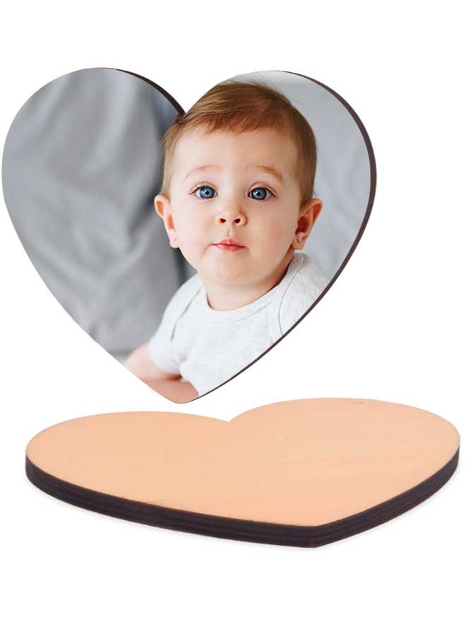 Custom printed heart shaped bamboo coaster