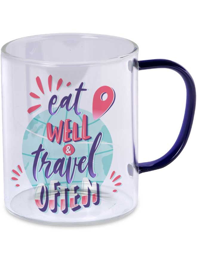 Custom printed clear glass mug