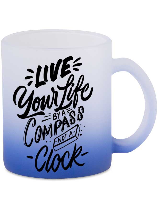 Custom printed frosted blue mug 11oz