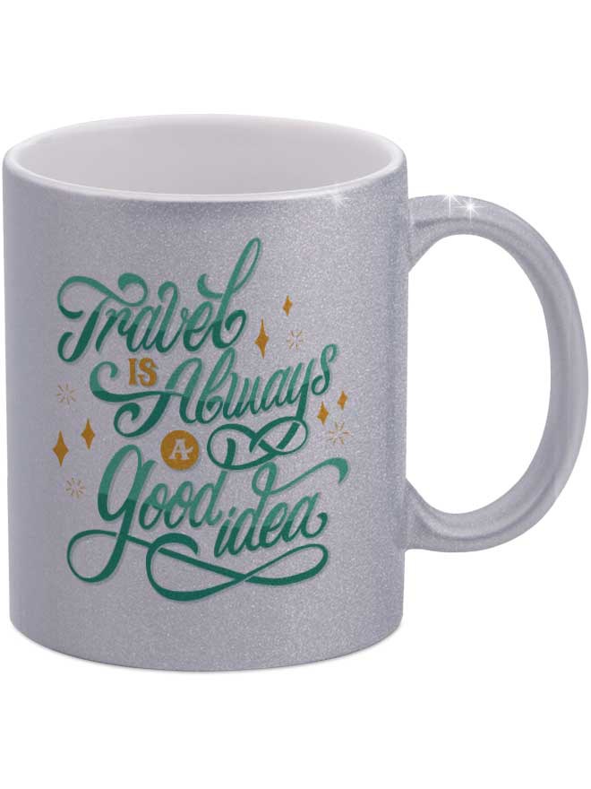 Custom printed silver glitter mug